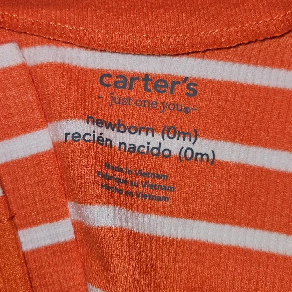 NWT 2 Halloween Footie Pajamas Lot Newborn Waffle Knit Jack-O-Lantern Carter's